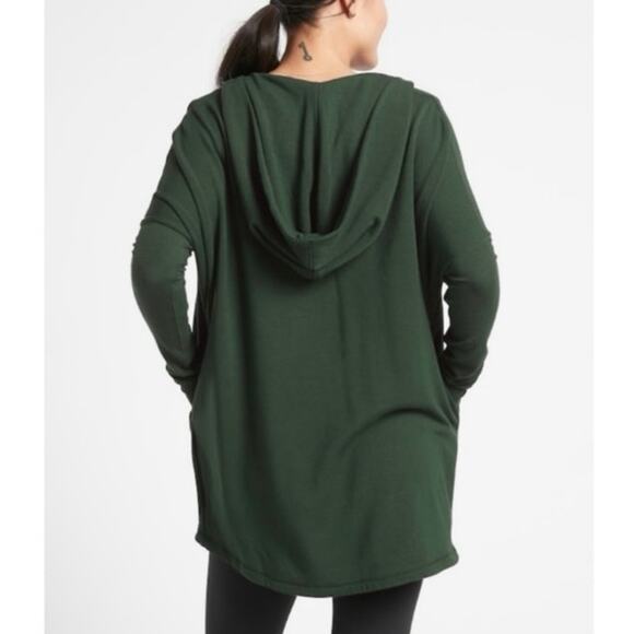 NWT Athleta Puruna Wrap Oversized Drapey Sweatshirt Dark Forest Green Size XS - Picture 2 of 11